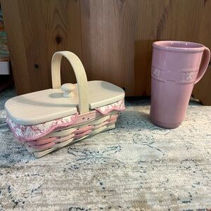 Longaberger Horizon of Hope 2000 Basket Liner Protector Pink Travel Mug